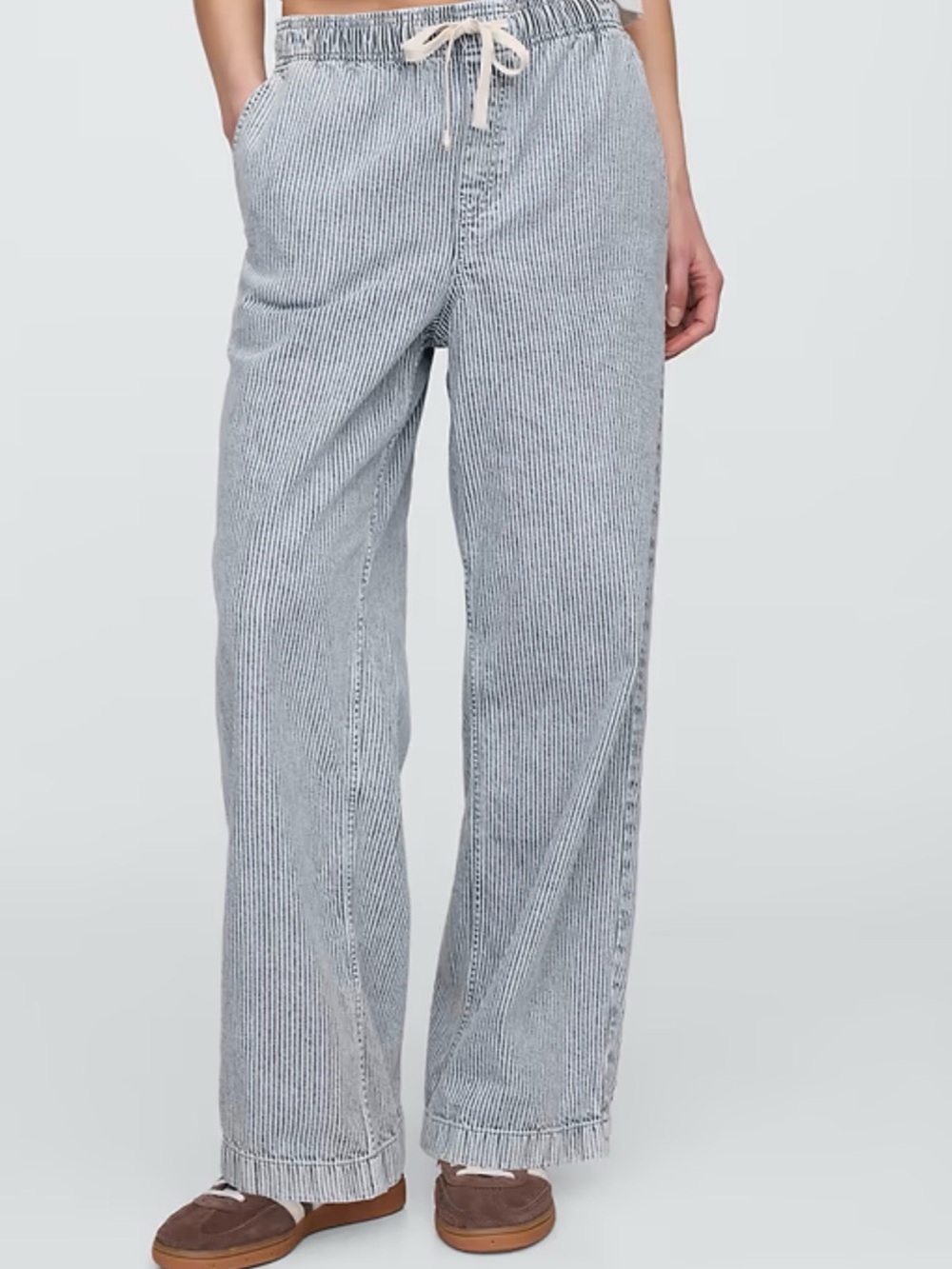 GAP Blue & White Striped High-Rise Wide-Leg Jeans